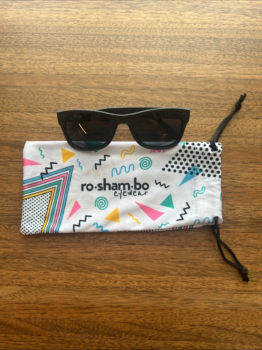 Roshambo Bueller Baby Shades with Black Frames and Grey Lenses, size 0-2